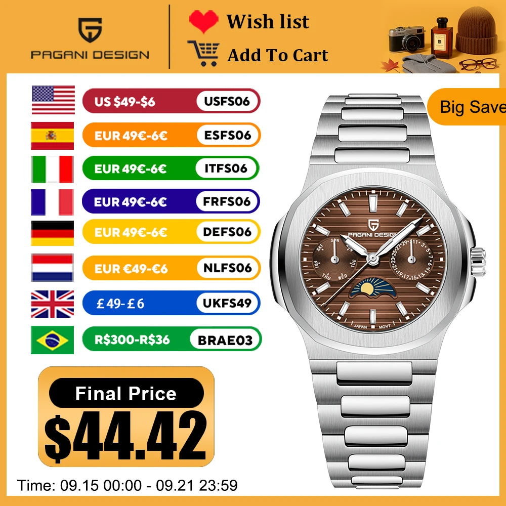 2024 New PAGANI DESIGN Women's Watches Luxury Watch For Women Quartz Wristwatch Ladies Sapphire Waterproof Exquisite Gift Clock