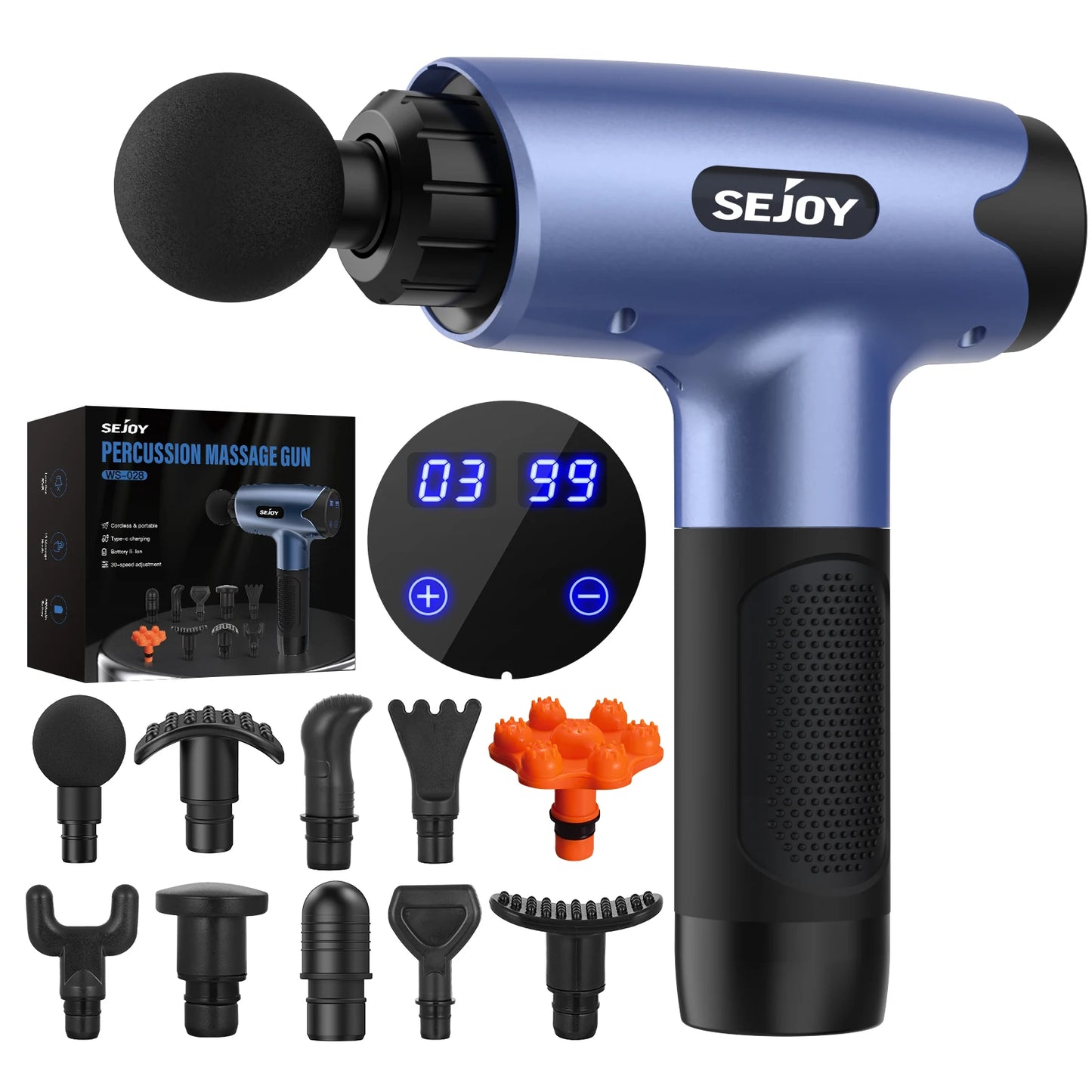 Sejoy WS 028 Fascia Gun Tissue Massager 30 Speeds Screen