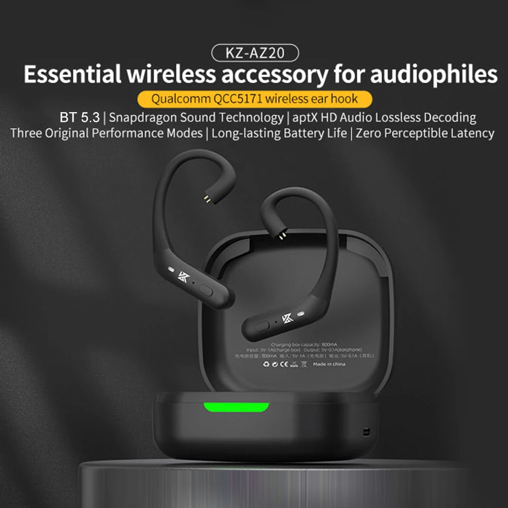 KZ AZ20 Bluetooth 5.3 Wireless Ear Hook Earphones Upgrade Cable Snapdragon Sound Technology aptX HD Headset Line For DXPRO PR2