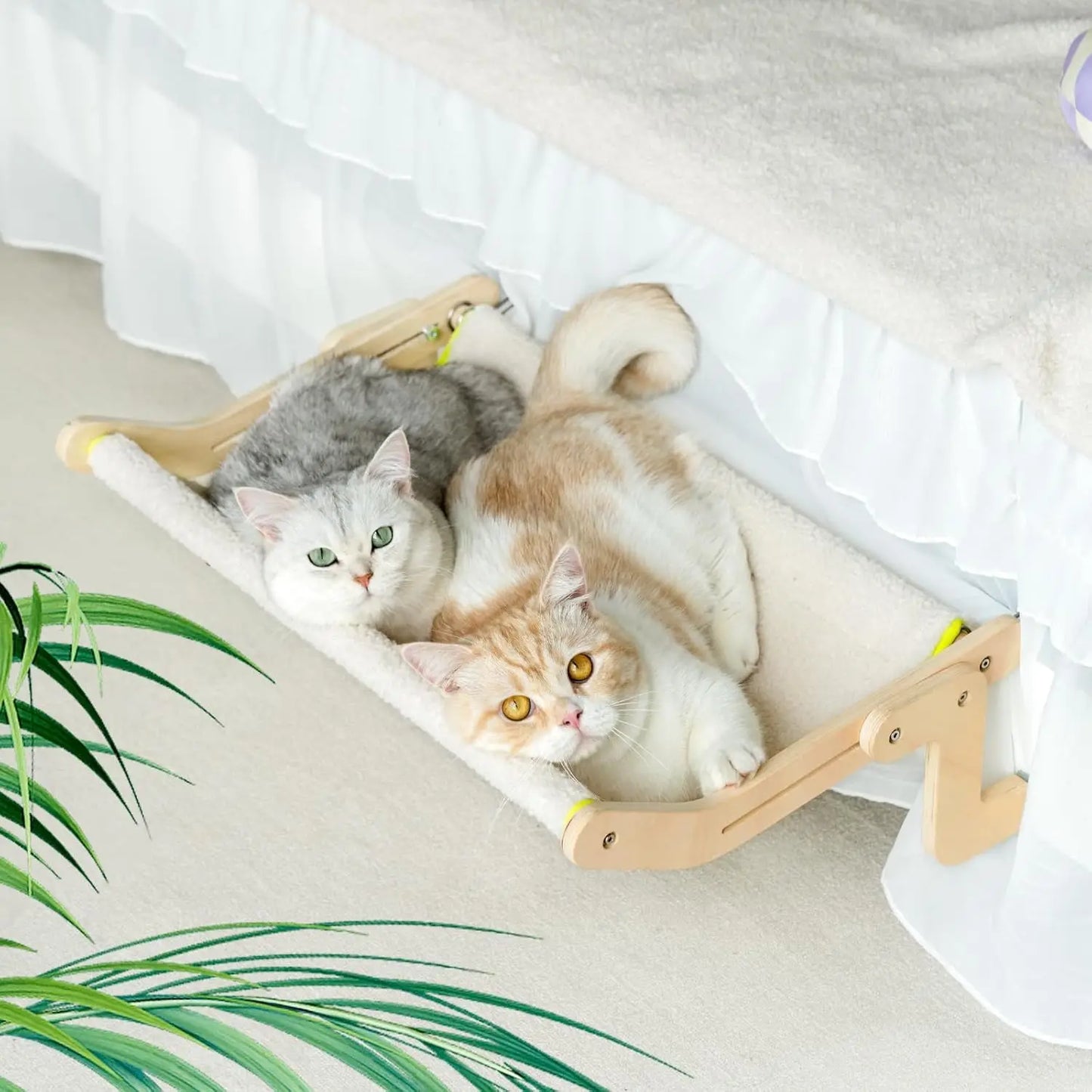 Mewoofun Cat Window Perch Lounge Hammock No Drilling Beige