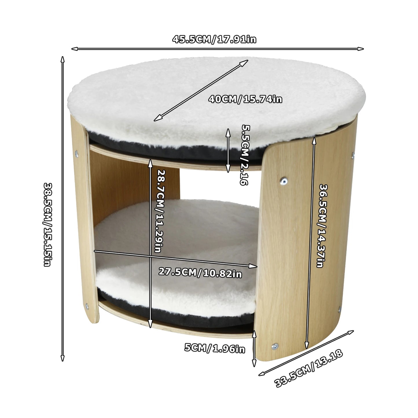 Elevated Indoor Cat Bed Two Tier Bamboo Cat Tree Mat