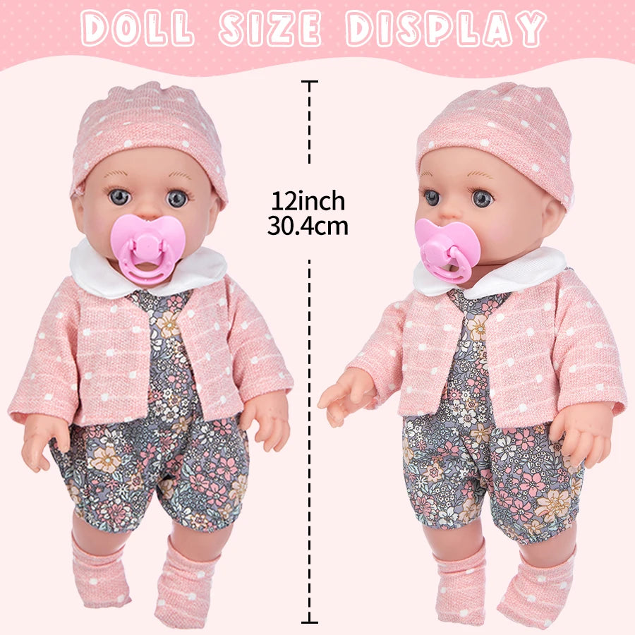 12 Inch Reborn Doll Washable Education Doll Movable Limbs