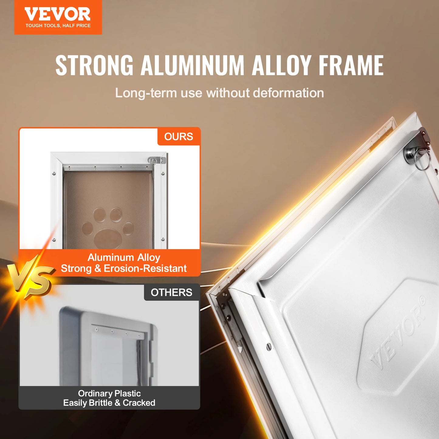 SucceBuy Aluminum Frame Pet Door with Lock and Flap