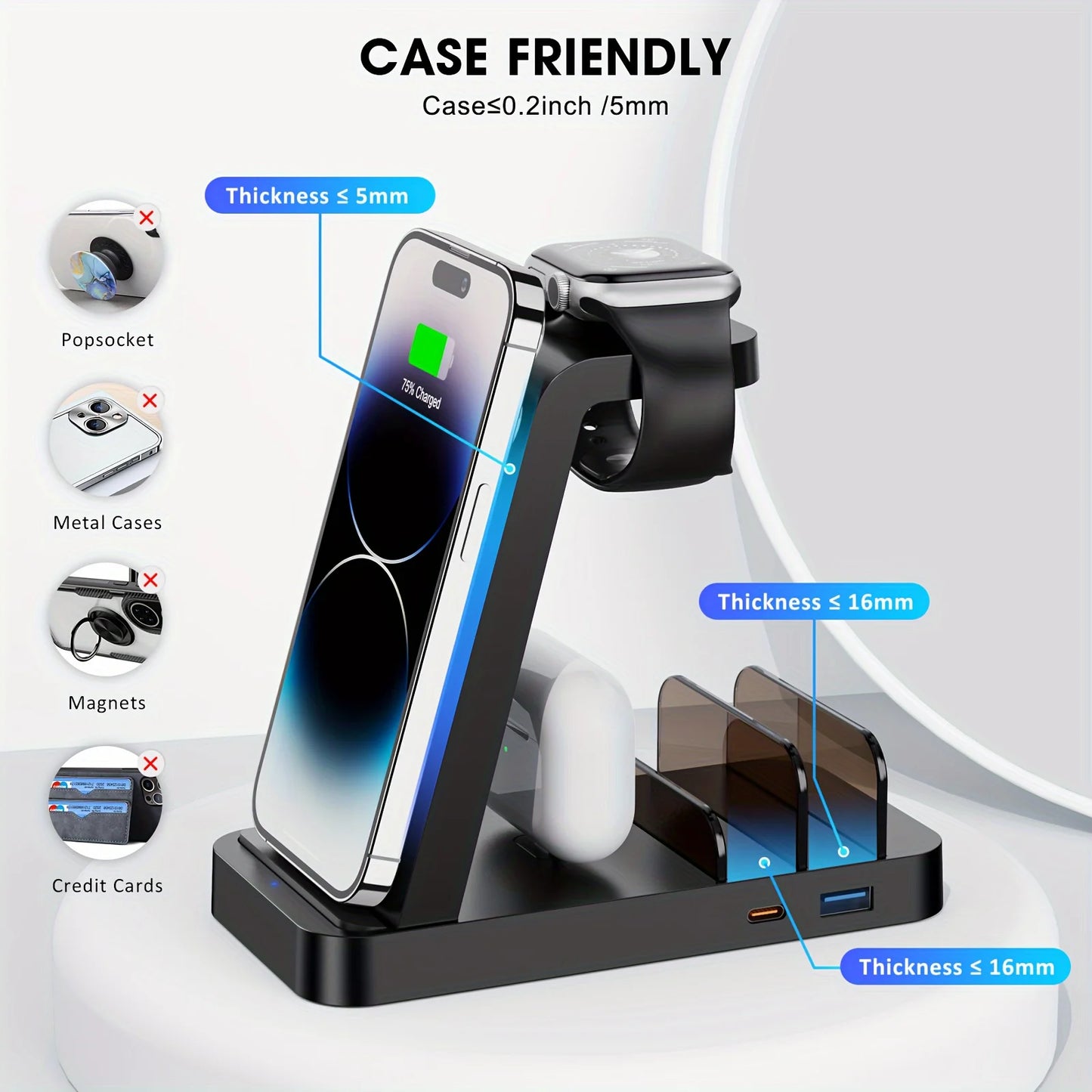 5In1 Fast Wireless Charge Station IPhone Apple Watch AirPods