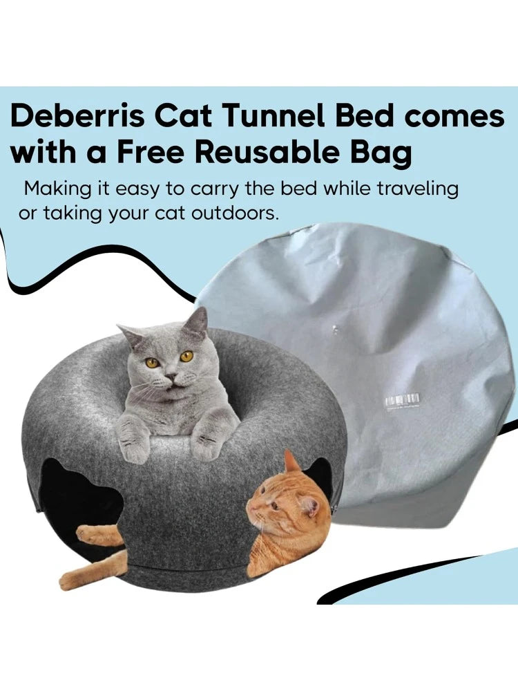 Peekaboo Cat Tunnel Bed Large Donut Cave Washable Indoor