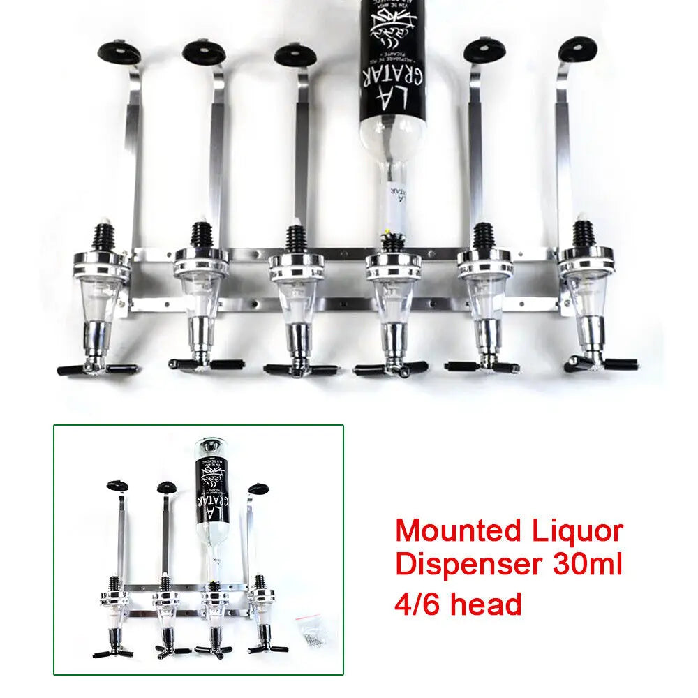 6-Bottle Wall Mounted Liquor Dispenser Alcohol Liquor Dispenser Stand Wall Mounted Bar Butler for Drink Beer Wine