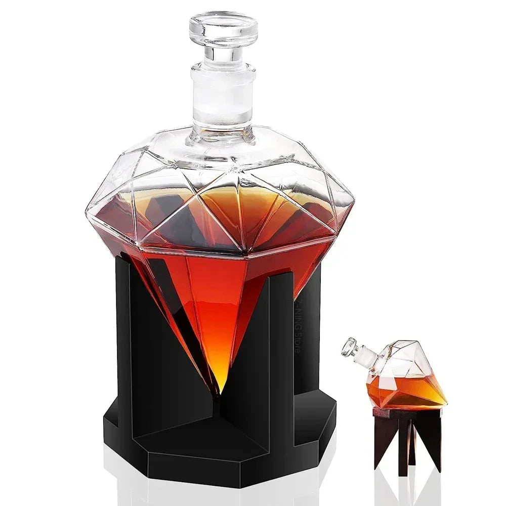 1000ml Whiskey Decanter glass  wine bottle with Wooden Holder Airtight Stopper Suitable for all kinds of alcohol Gift Shaker