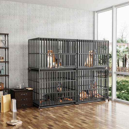 Heavy Duty Metal Dog Kennel Crate Removable Tray Lock