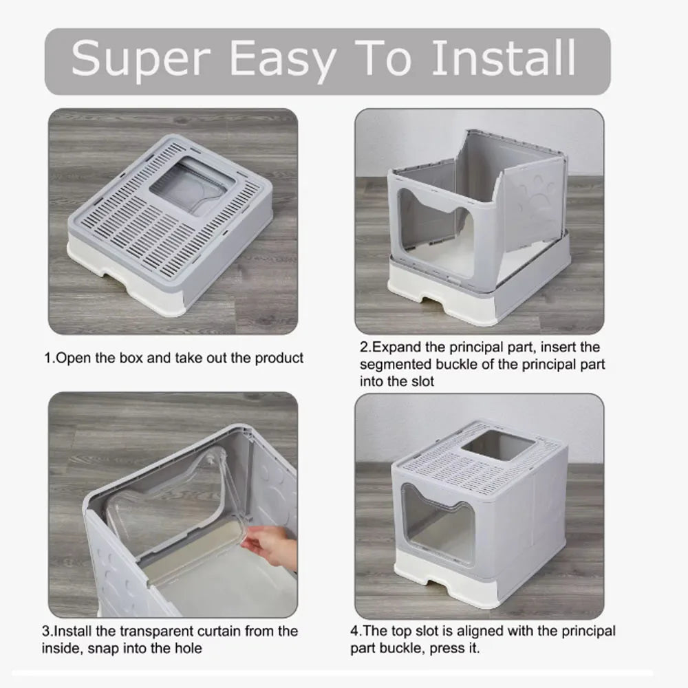 Foldable Litter Box With Drawer Design And Scooper
