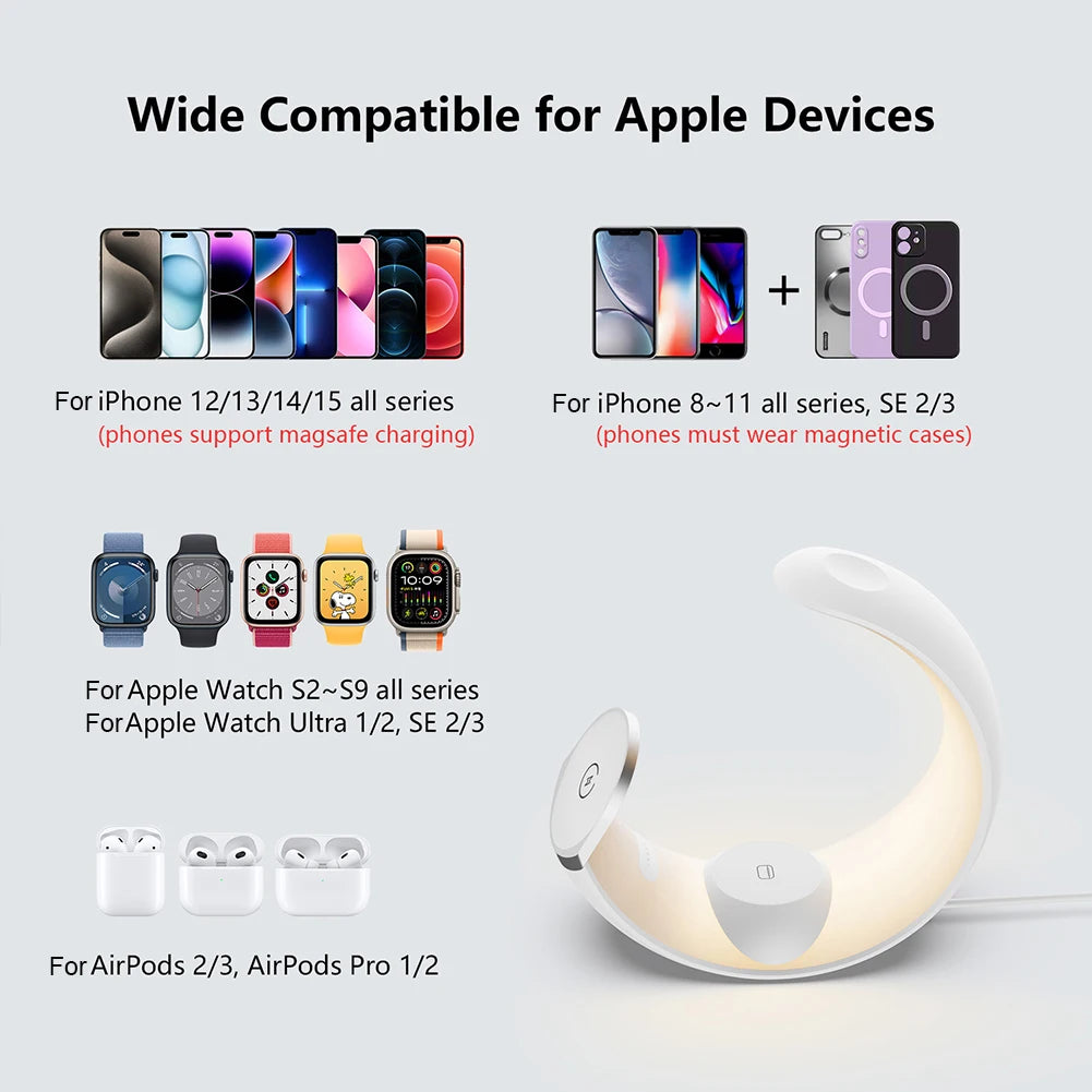 4 In 1 Magnetic Wireless Charger Stand 15W For iPhone