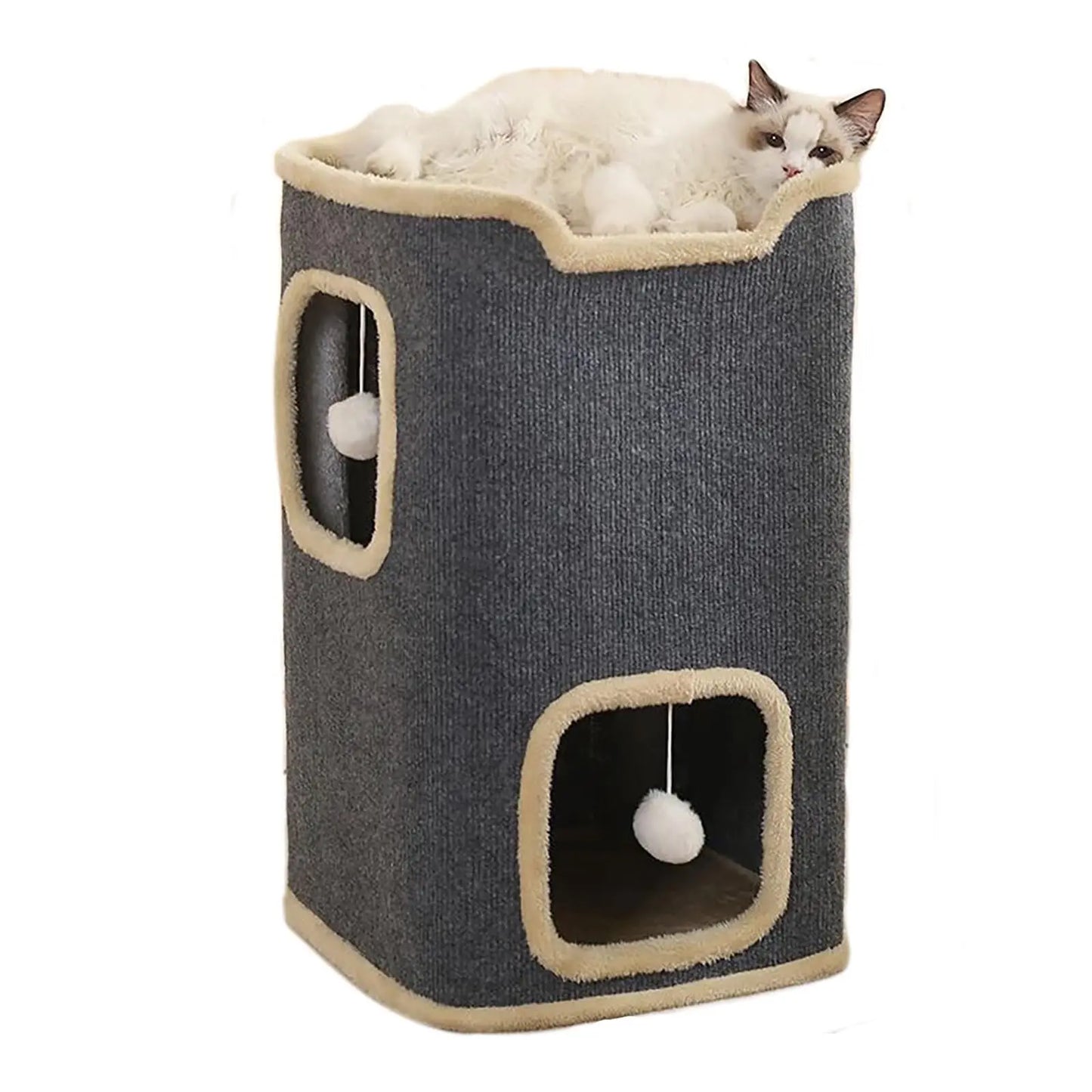 2 Layer Cat House With Nest For Indoor Cats Rectangular Cave