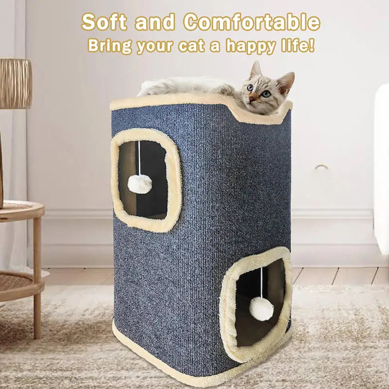 2 Layer Cat House With Nest For Indoor Cats Rectangular Cave
