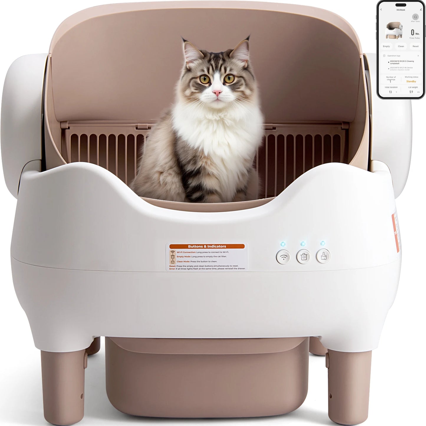 Self Cleaning Cat Litter Box With App Control Open Top