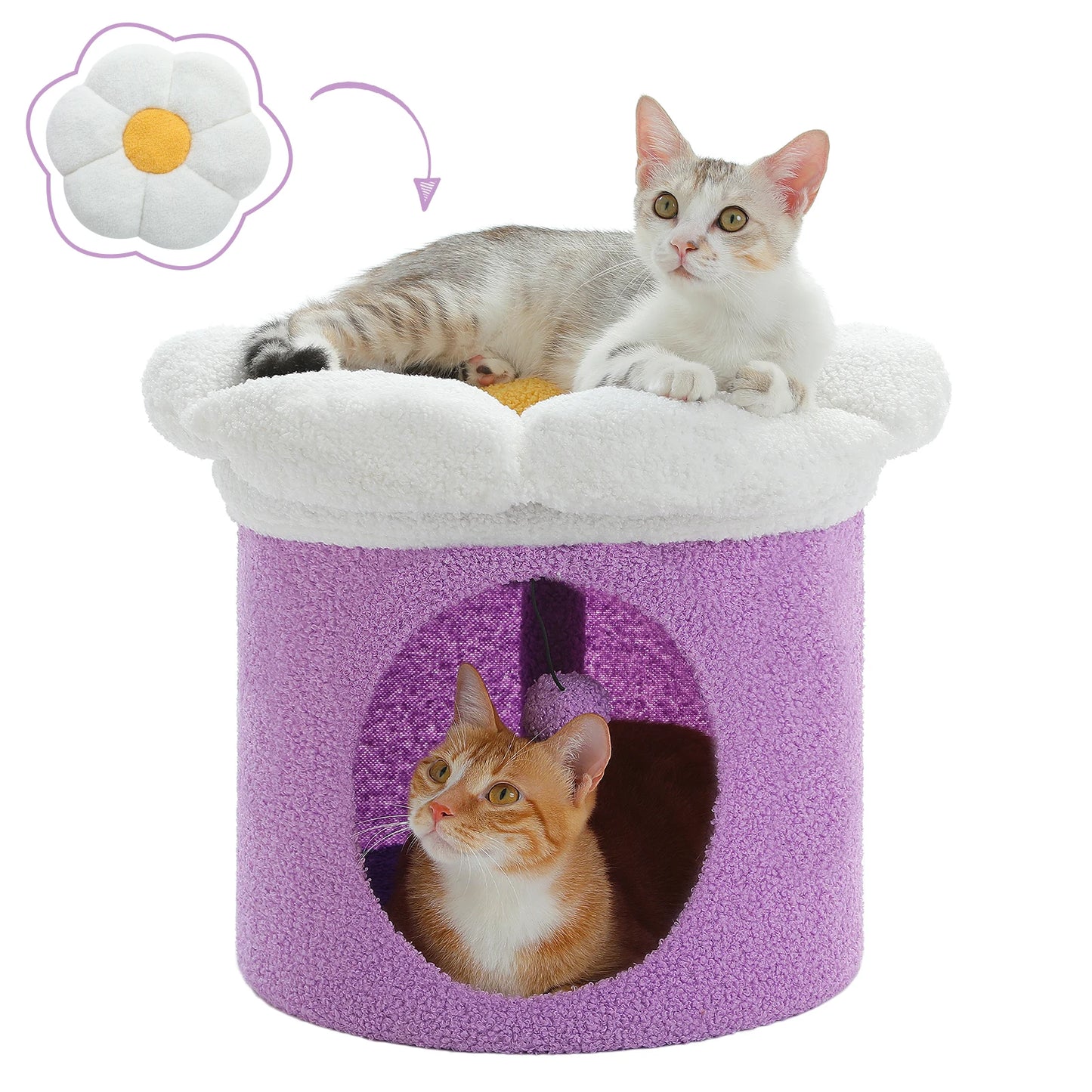 Large Indoor Cat House With Removable Flower Bed Hideaway