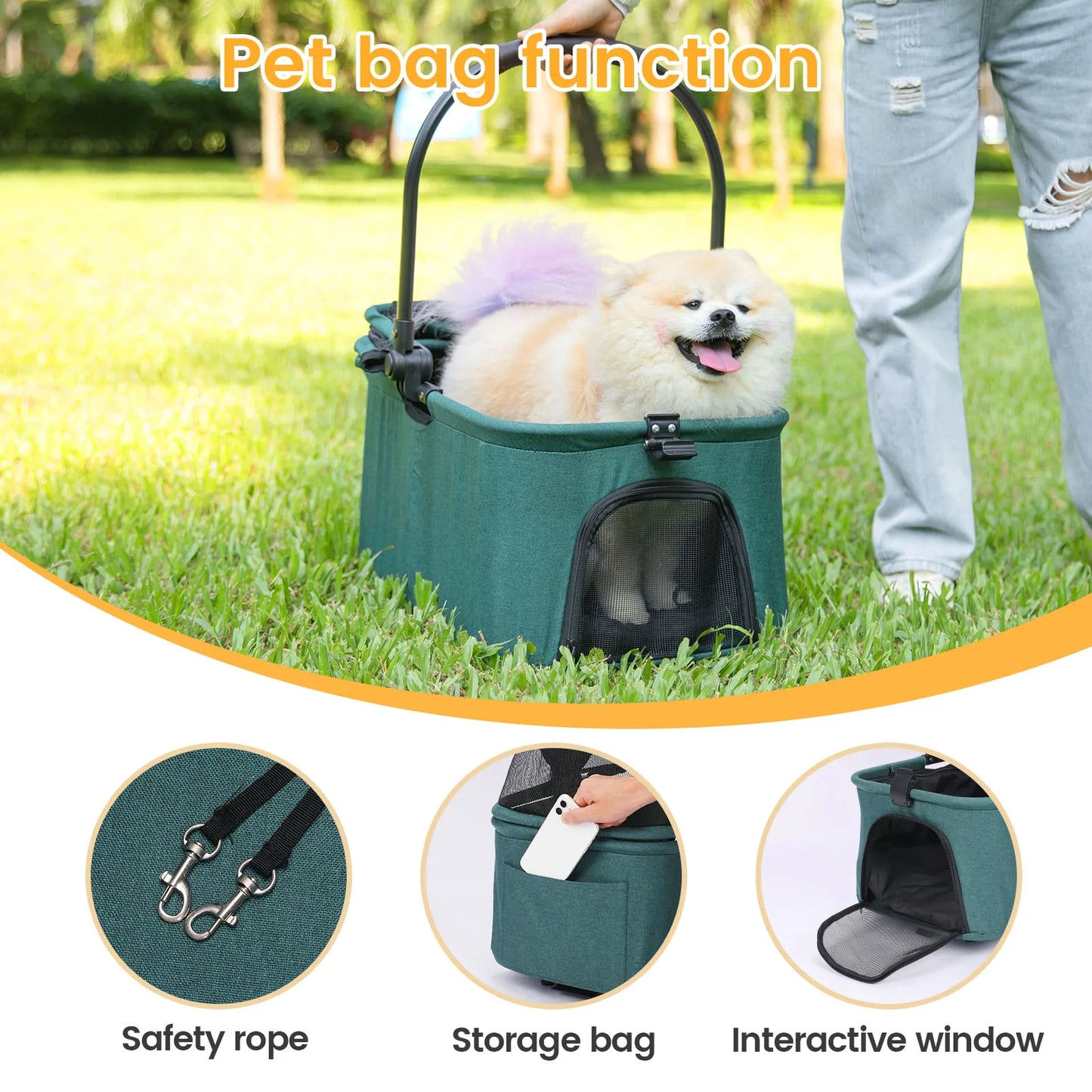 Wedyvko Portable Dog Stroller One Click Folding Clip Type