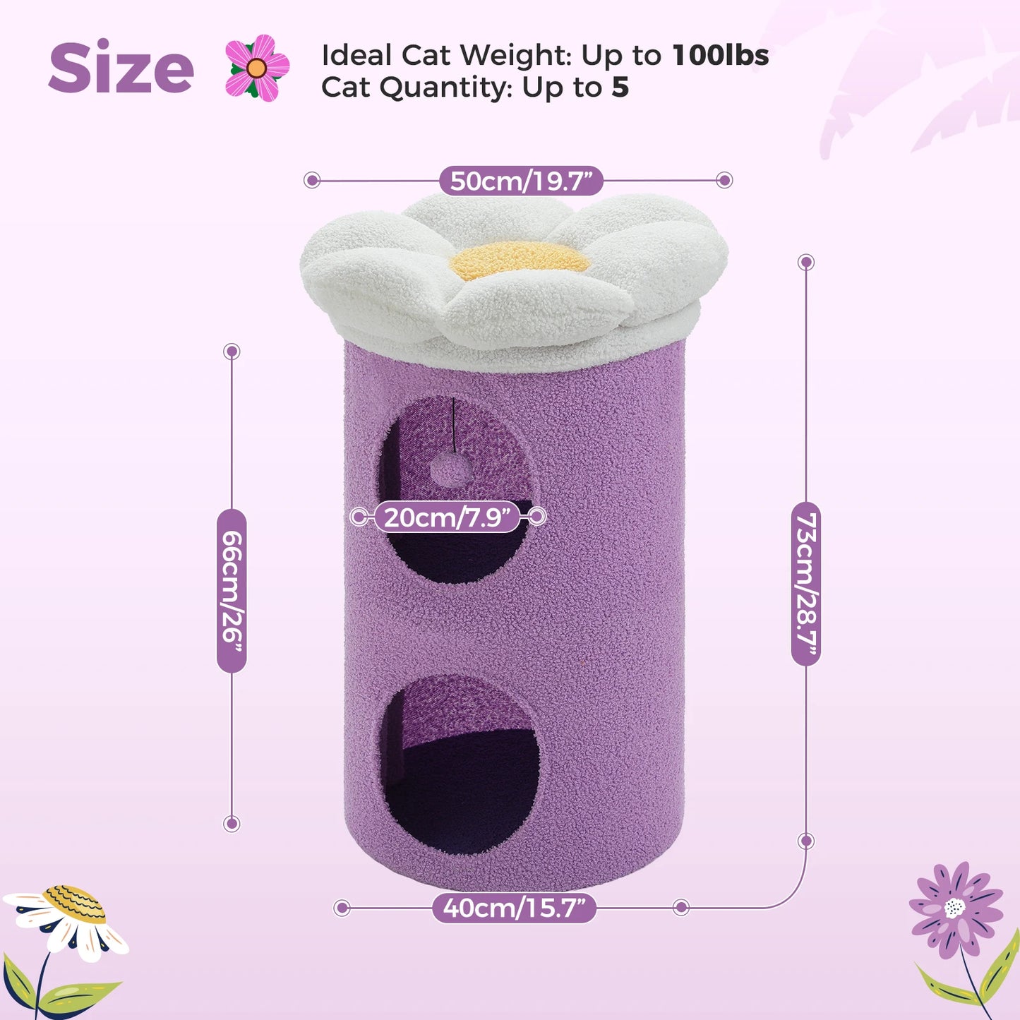 Double Deck Cat House Cozy Condos With Flower Perch Indoor